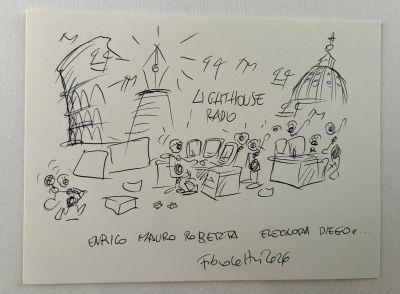 Quando l’arte incontra la radio: lo schizzo esclusivo di Fabio Vettori per Lighthouse Radio
