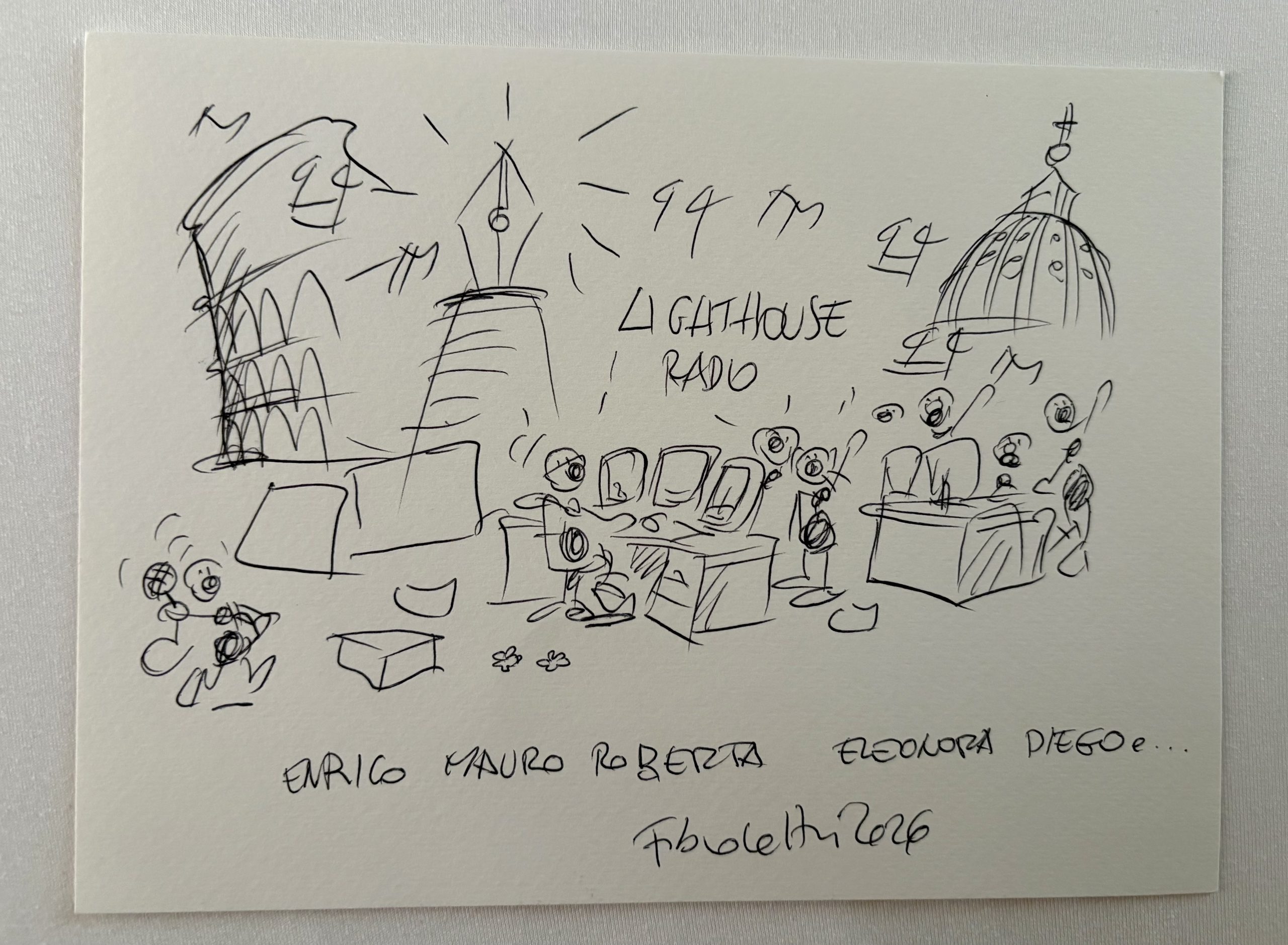 Quando l’arte incontra la radio: lo schizzo esclusivo di Fabio Vettori per Lighthouse Radio